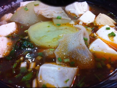 センマイと豆腐のピリ辛スープ